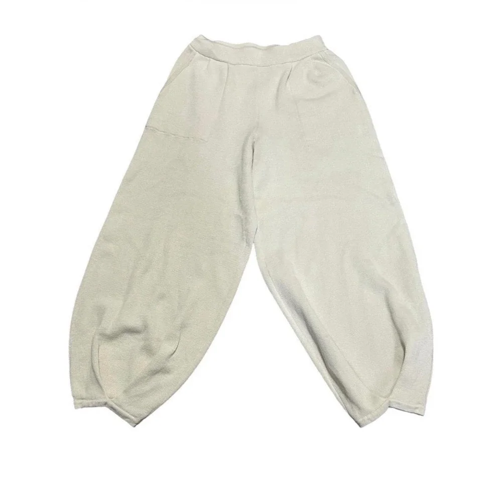 Free People Beach Freya Merino Wool Top Balloon Pants Set Ivory Oatmeal Boho S/M